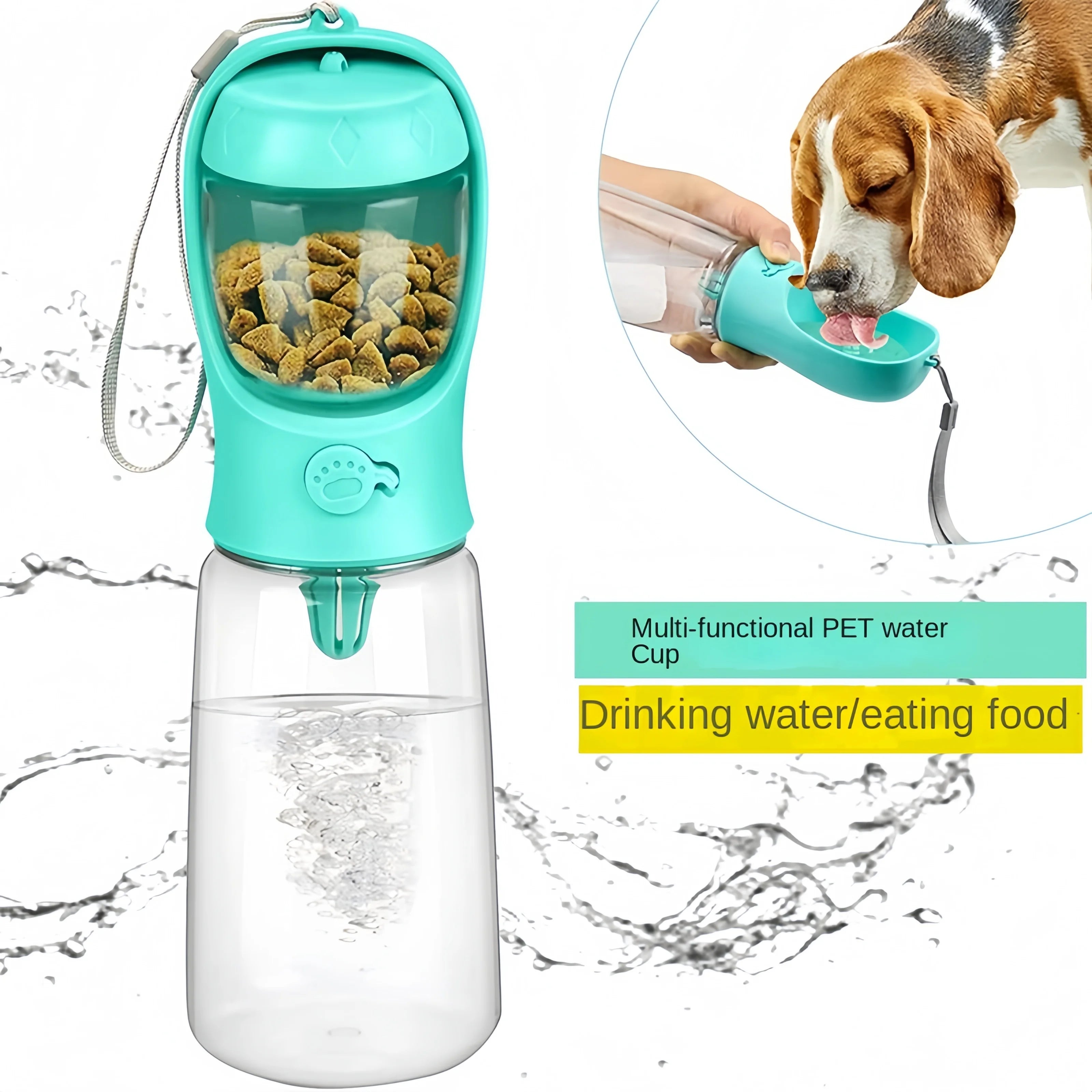 Pets Water Bottle Portable Food-Grade Material Dog Cat Travel Pet Water Cup Bottle with Food Dispenser Puppy Water Bottle