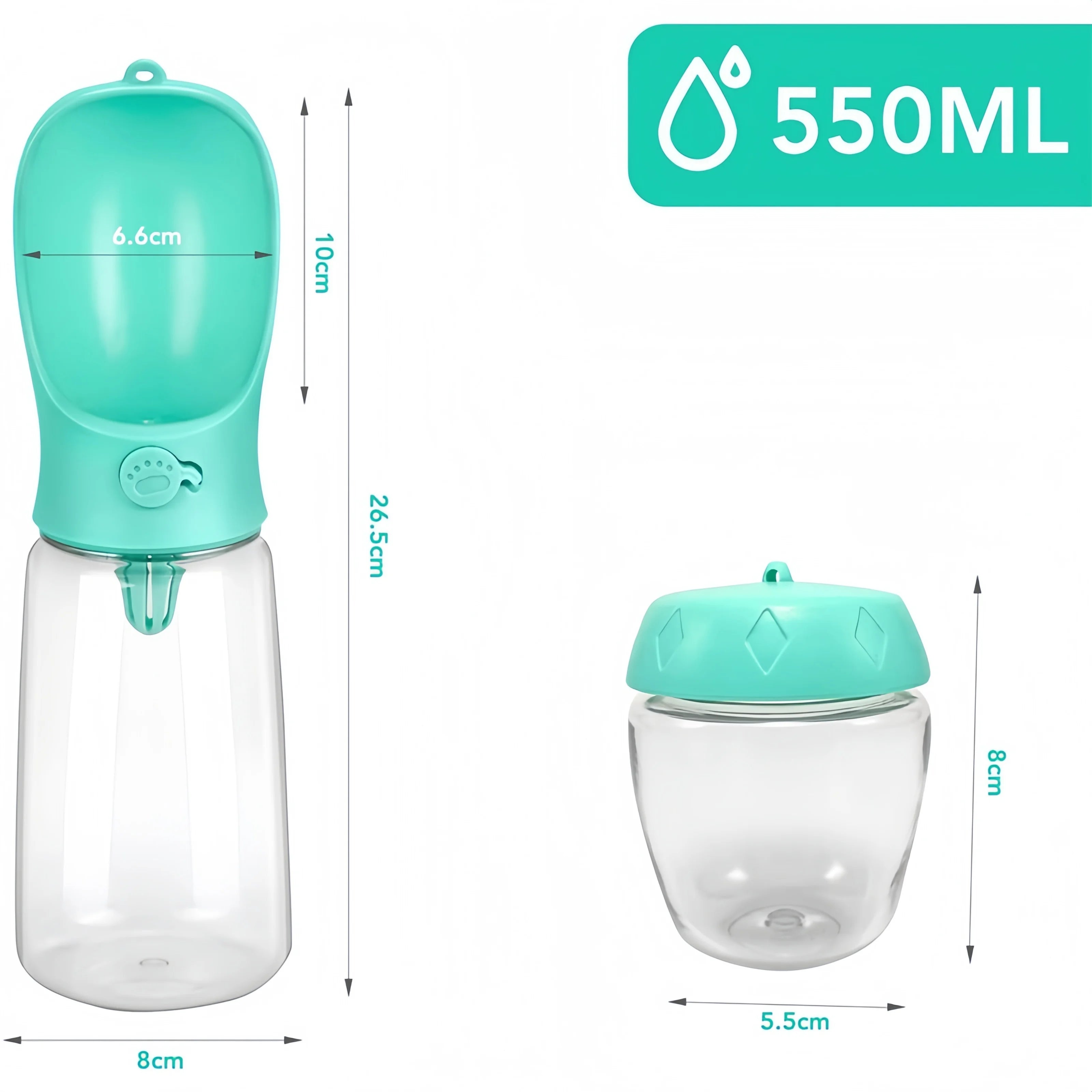 Pets Water Bottle Portable Food-Grade Material Dog Cat Travel Pet Water Cup Bottle with Food Dispenser Puppy Water Bottle